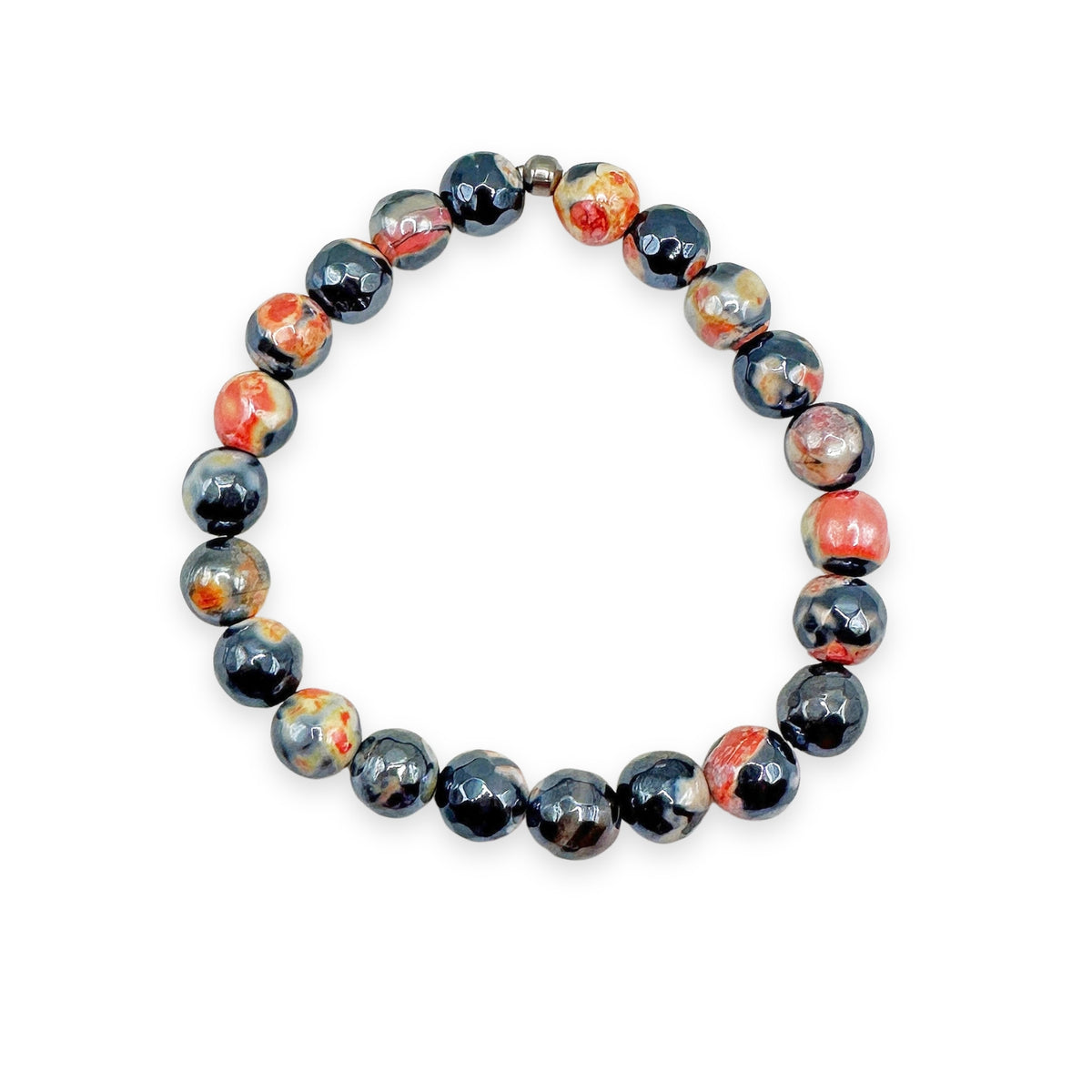 Mystic Orange and Black Fire Agate Faceted Bracelet