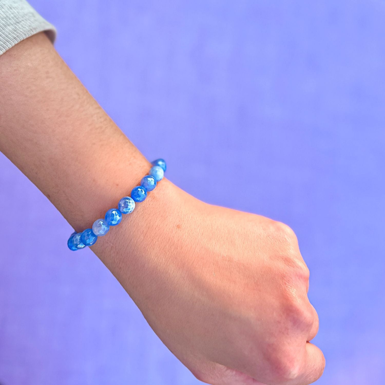 stacker bracelet from featherly in periwinkle fire agate