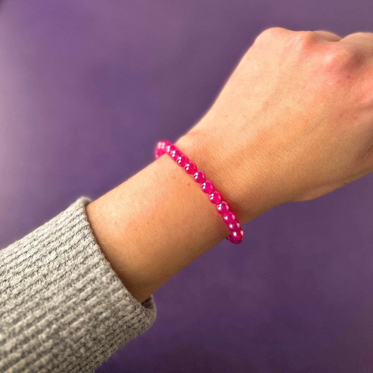 Balance - Mystic Pink Dragon Vein Agate Mini Stacker Bracelet