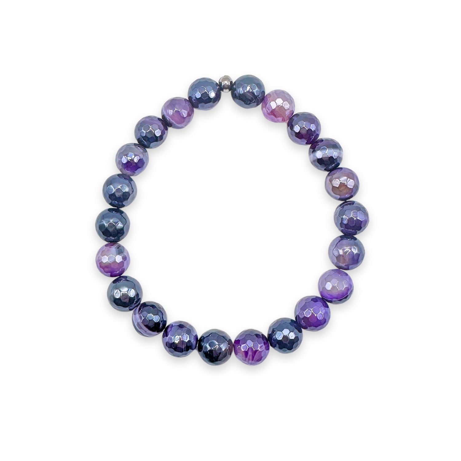 womens beaded bracelet in 8mm purple banded agate from Featherly