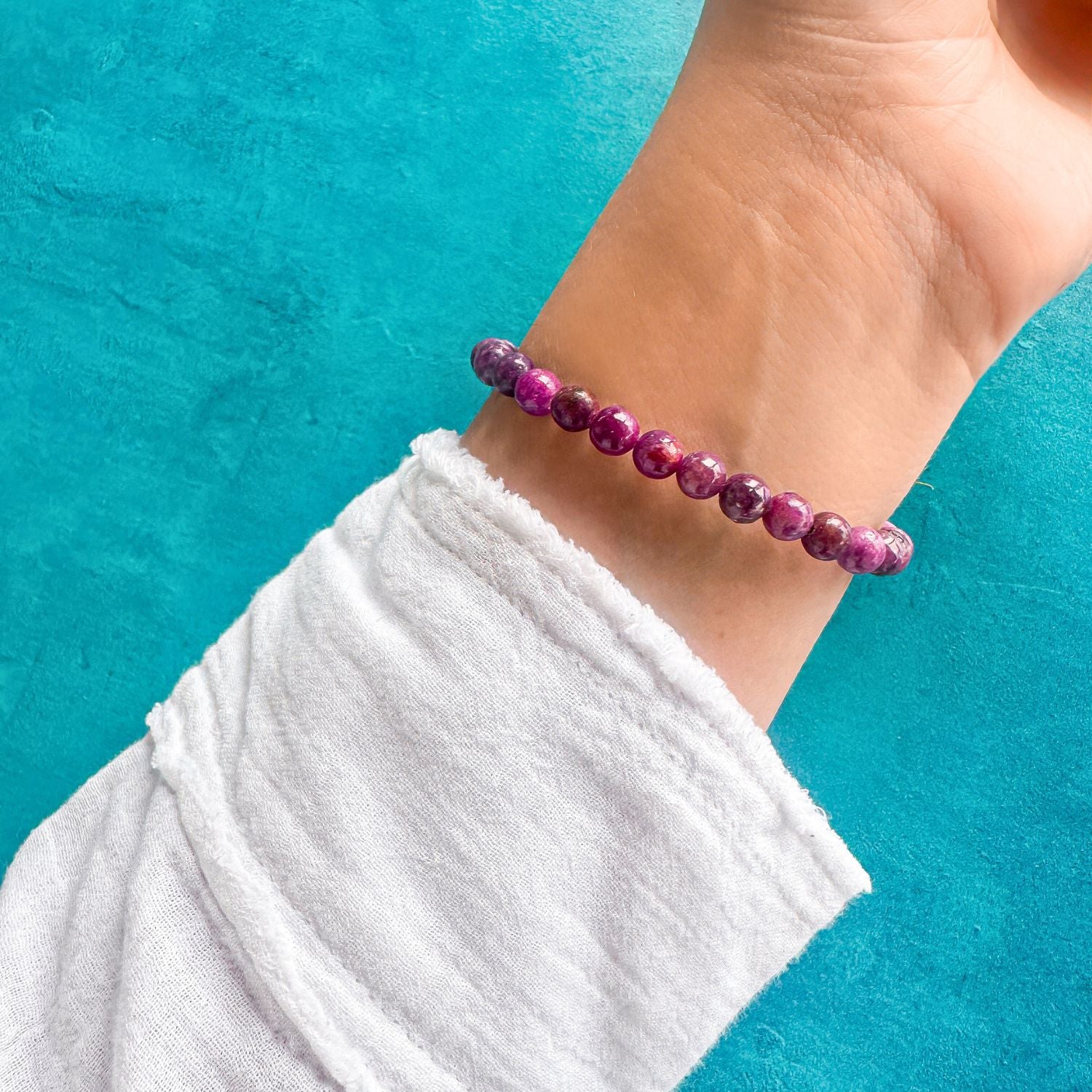 mini stacker bracelet from featherly in purple lepidolite