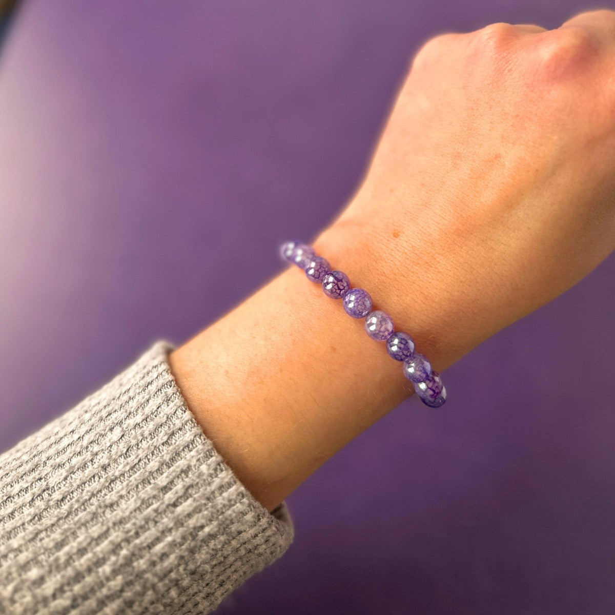 Balance - Mystic Purple Dragon Vein Agate Stacker Bracelet