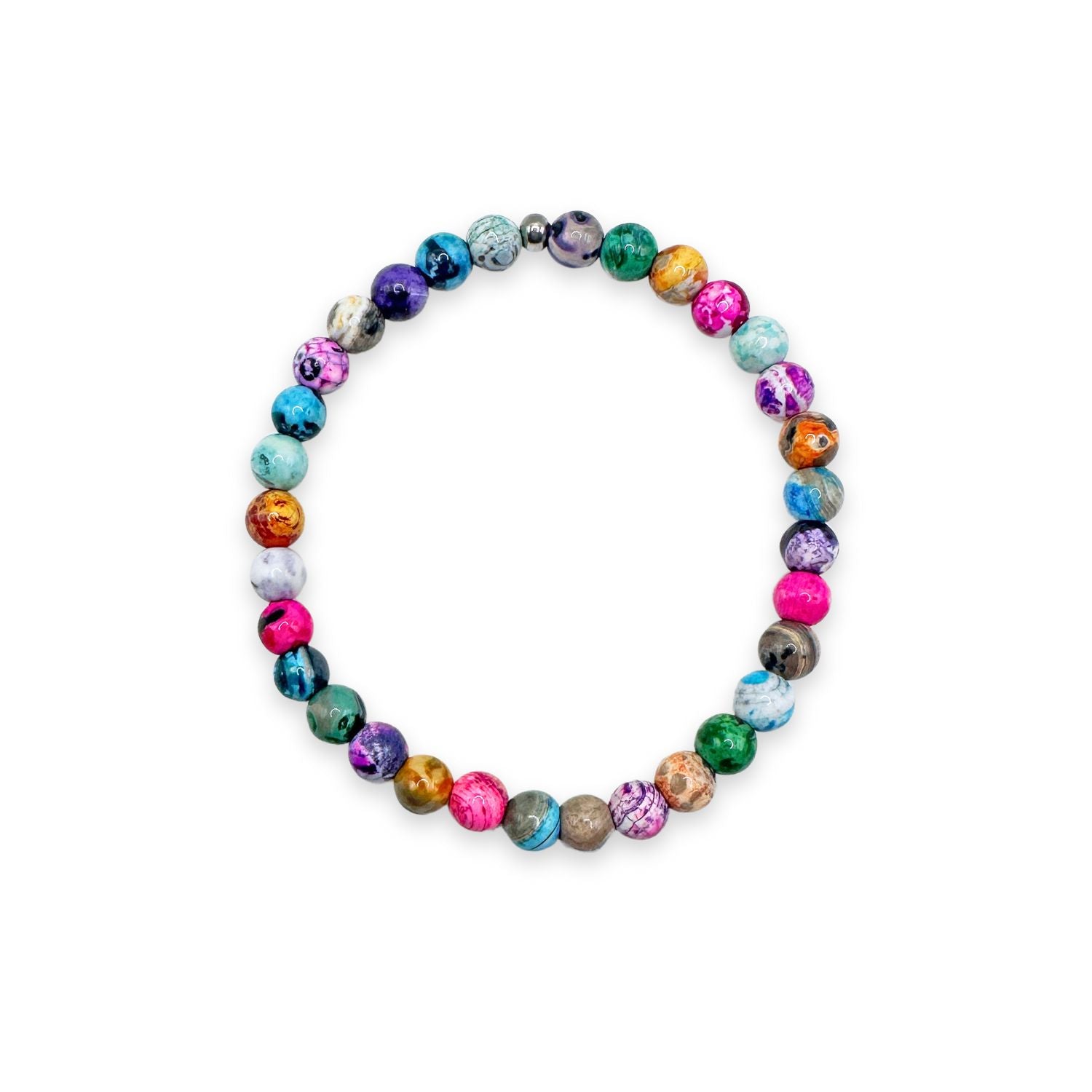 womens beaded bracelet in 6mm rainbow agate from Featherly