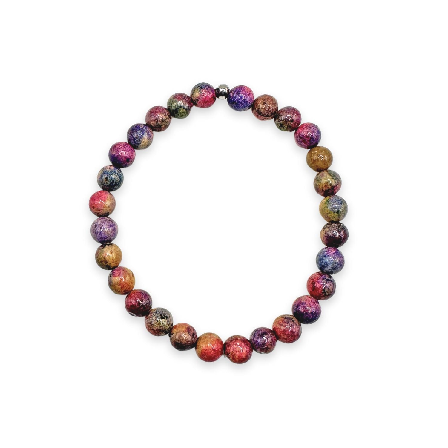 womens beaded bracelet in 6mm rainbow jasper from Featherly