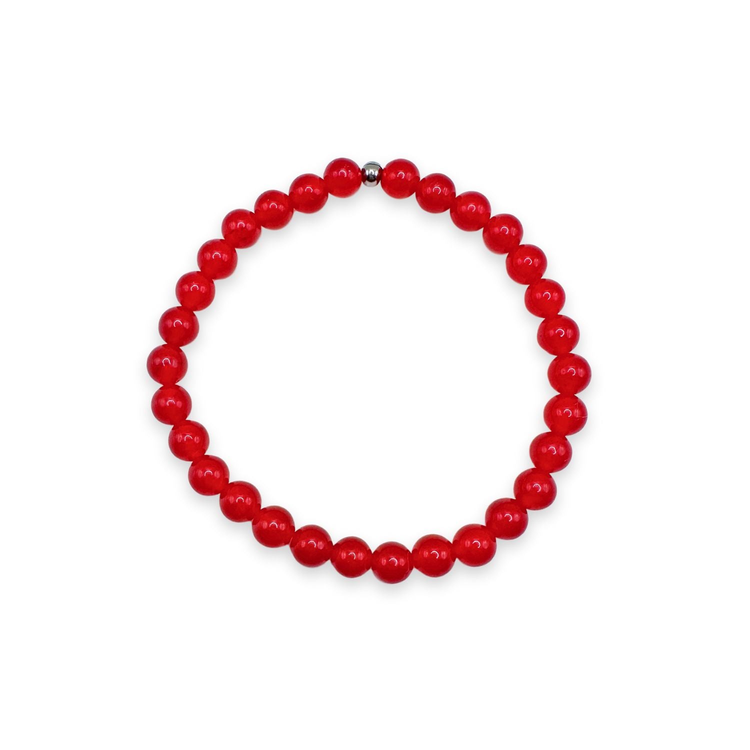 womens beaded bracelet in 6mm red jade from Featherly