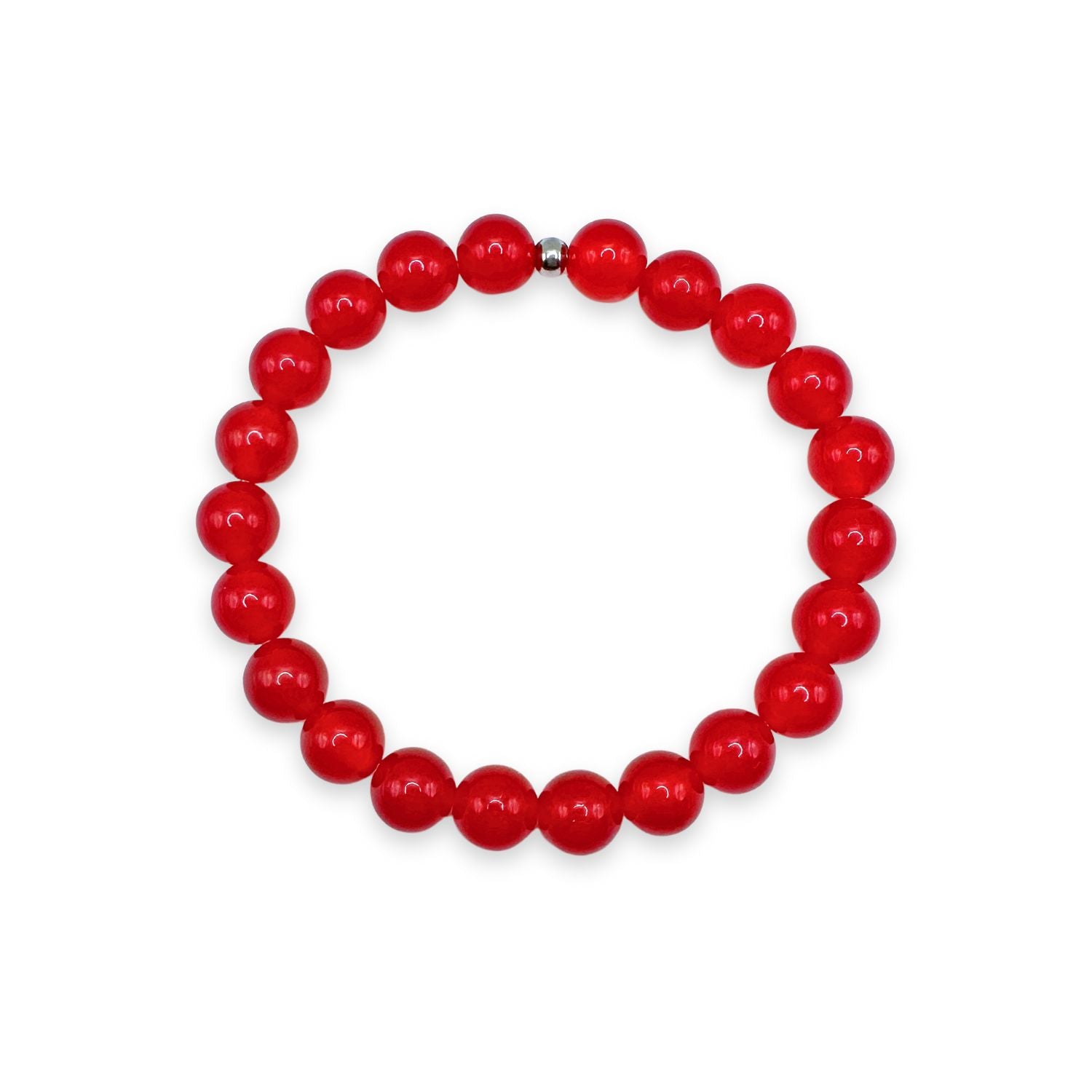 womens beaded bracelet in 8mm red jade from Featherly