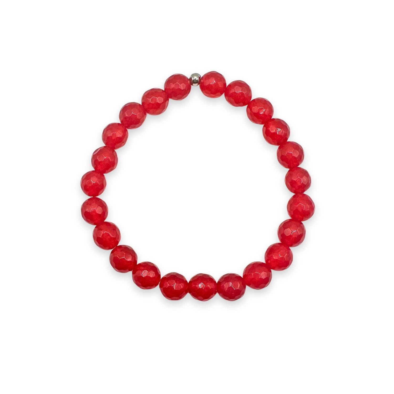 Red Jade Faceted Beaded Bracelet | 8mm Stacker Bracelet