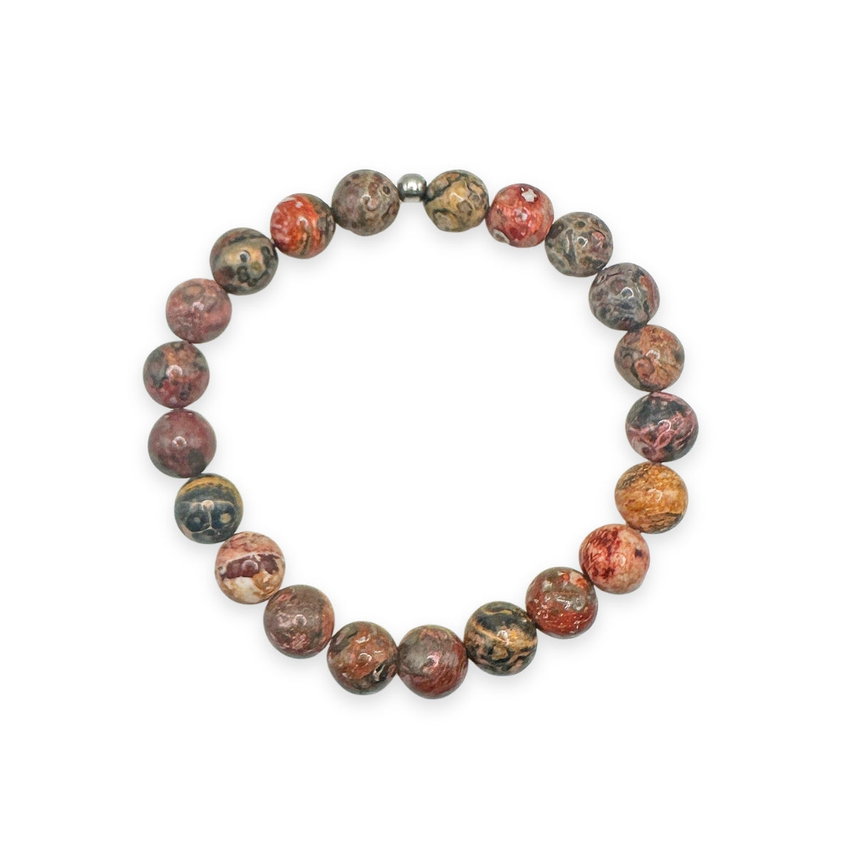womens beaded bracelet in 8mm red leopard skin jasper from Featherly