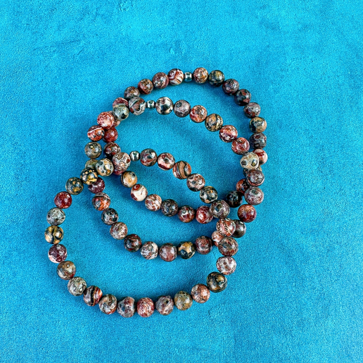 Red Leopard Skin Jasper Mini Stacker Bracelet
