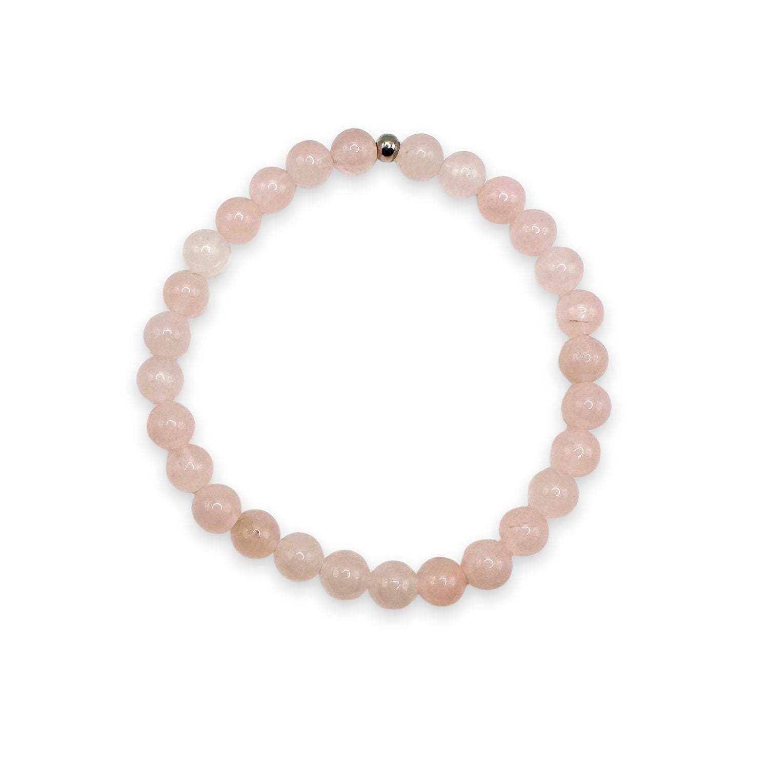womens beaded bracelet in 6mm rose quartz from Featherly