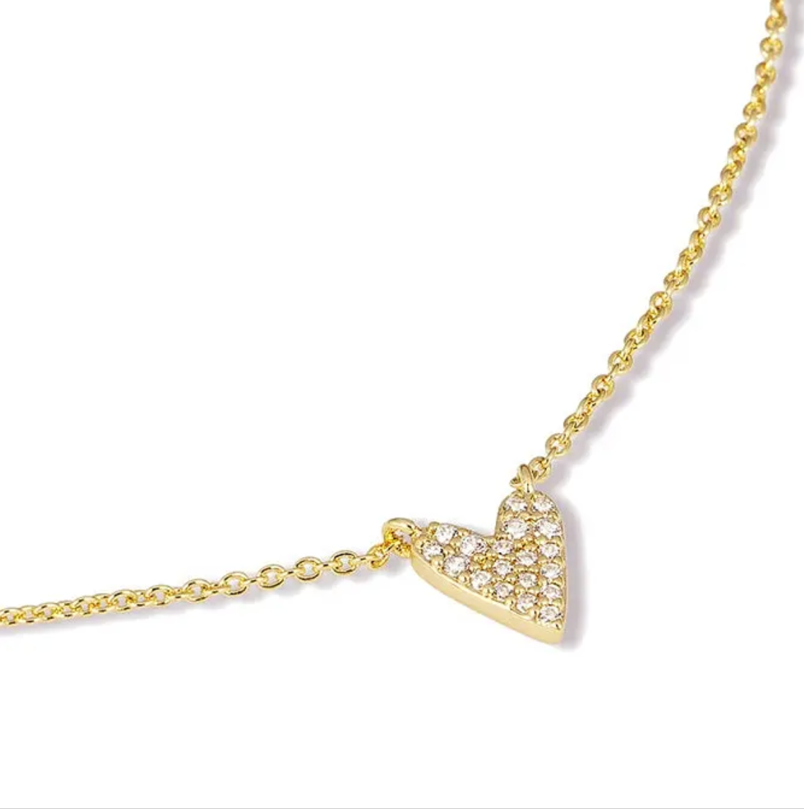  Featherly CZ heart necklace in gold 