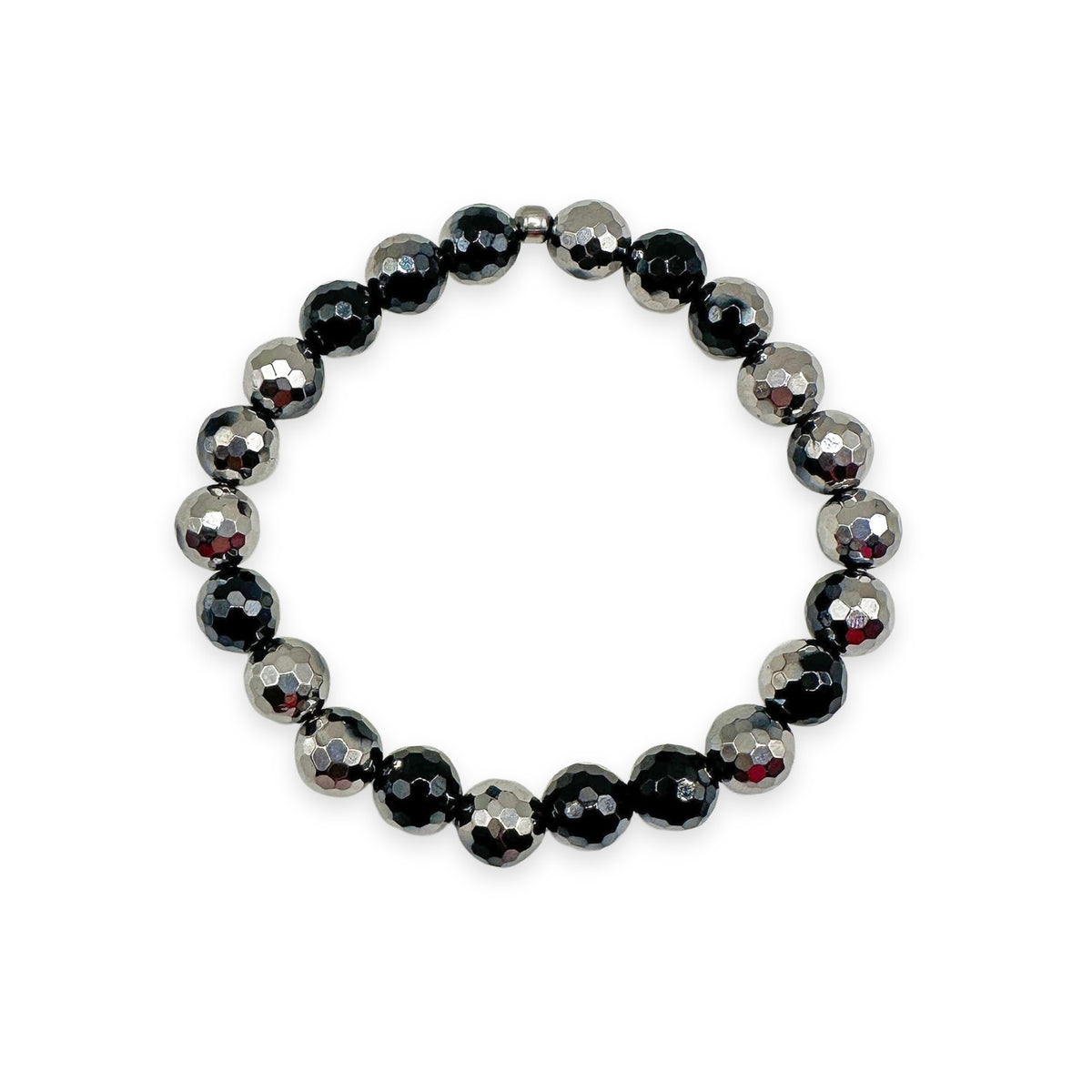 Silver Black Onyx Faceted Bracelet