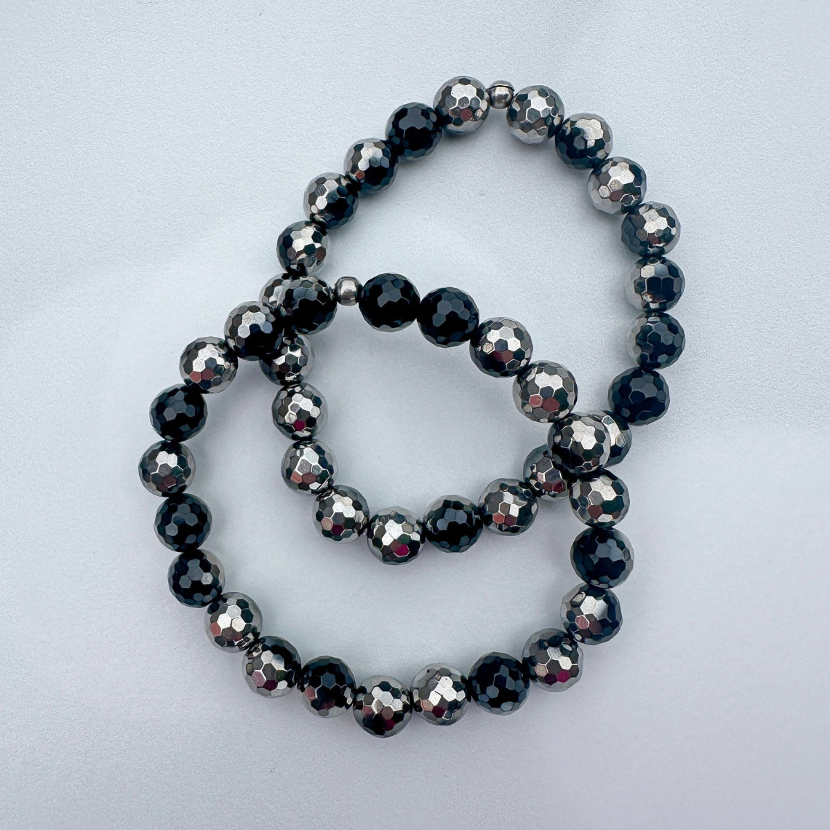 Silver Black Onyx Faceted Bracelet