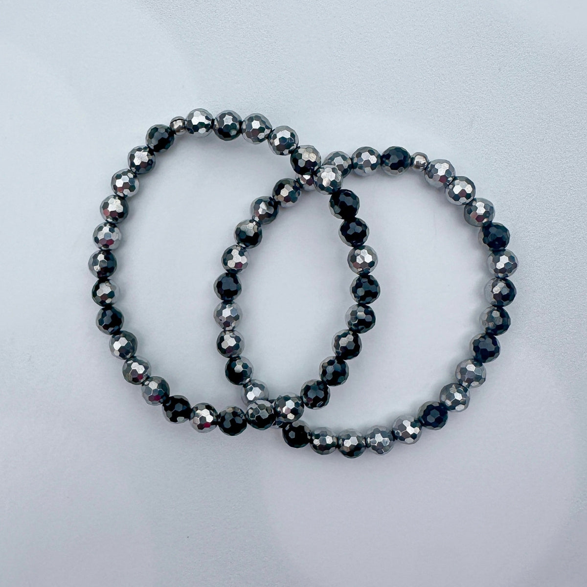 Silver Black Onyx Faceted Mini Bracelet
