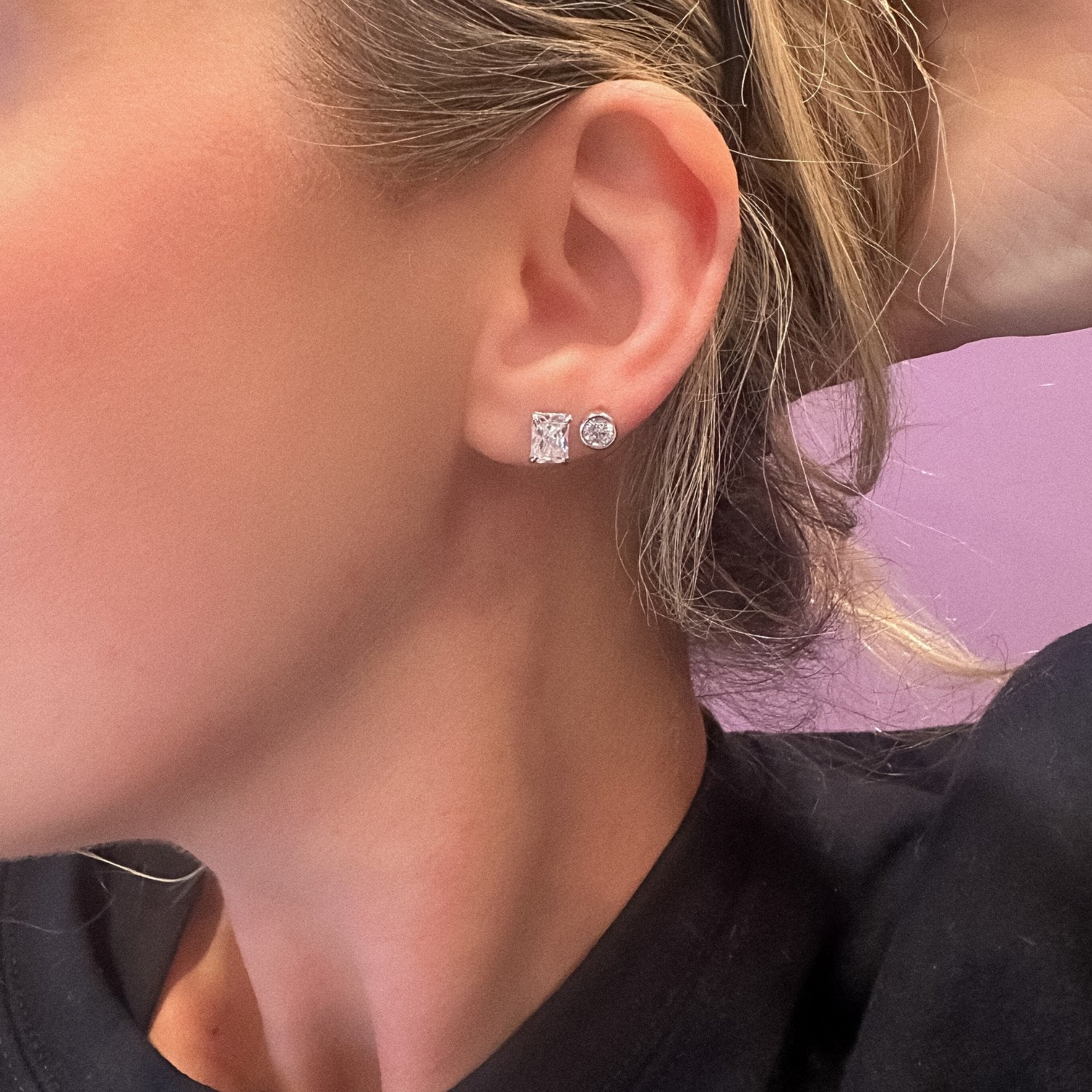 CZ Radiant Stud Earrings