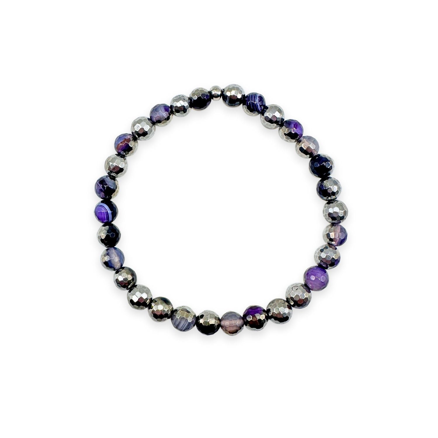 womens beaded bracelet in 6mm silver purple agate from Featherly