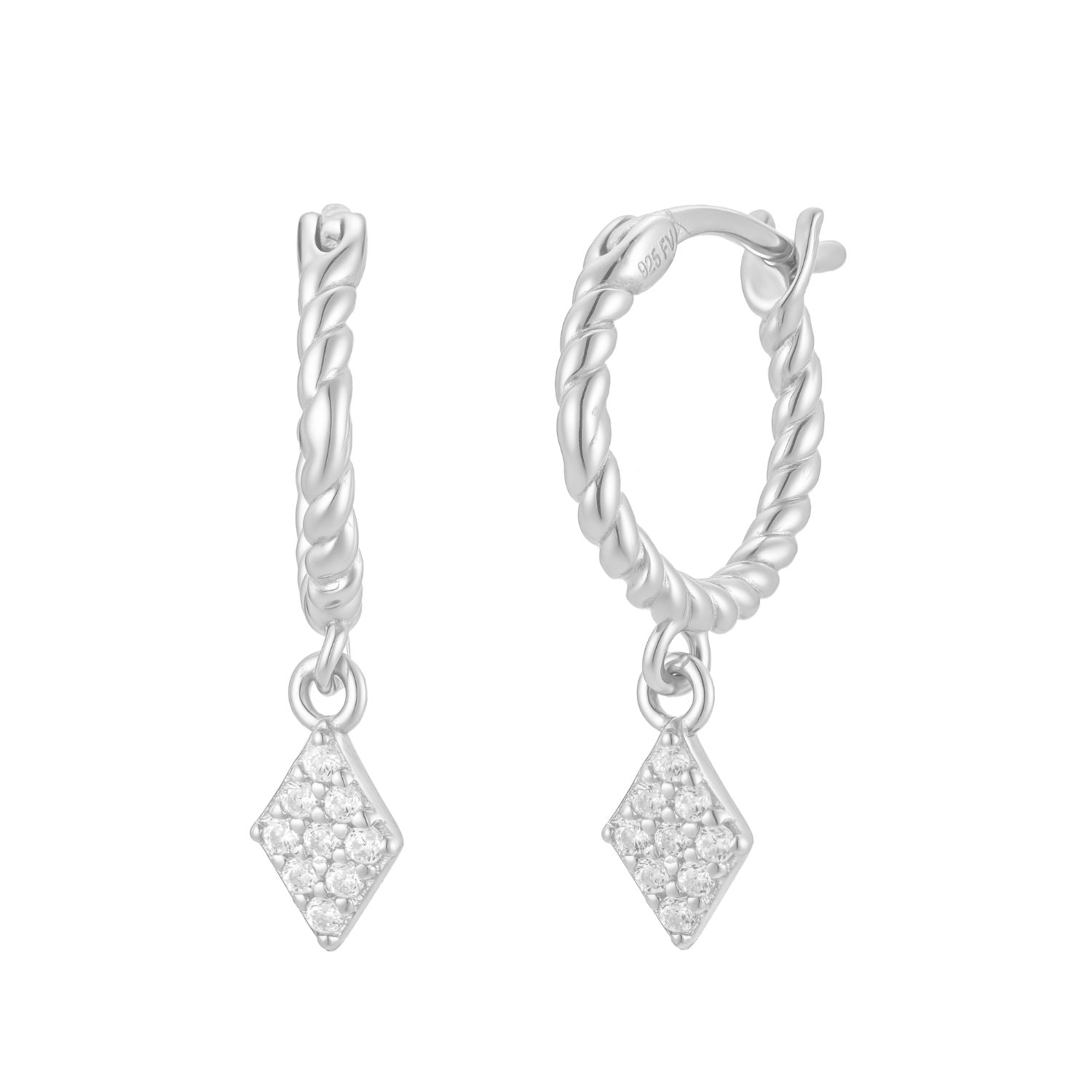 CZ Twisted Huggie Hoop Earrings