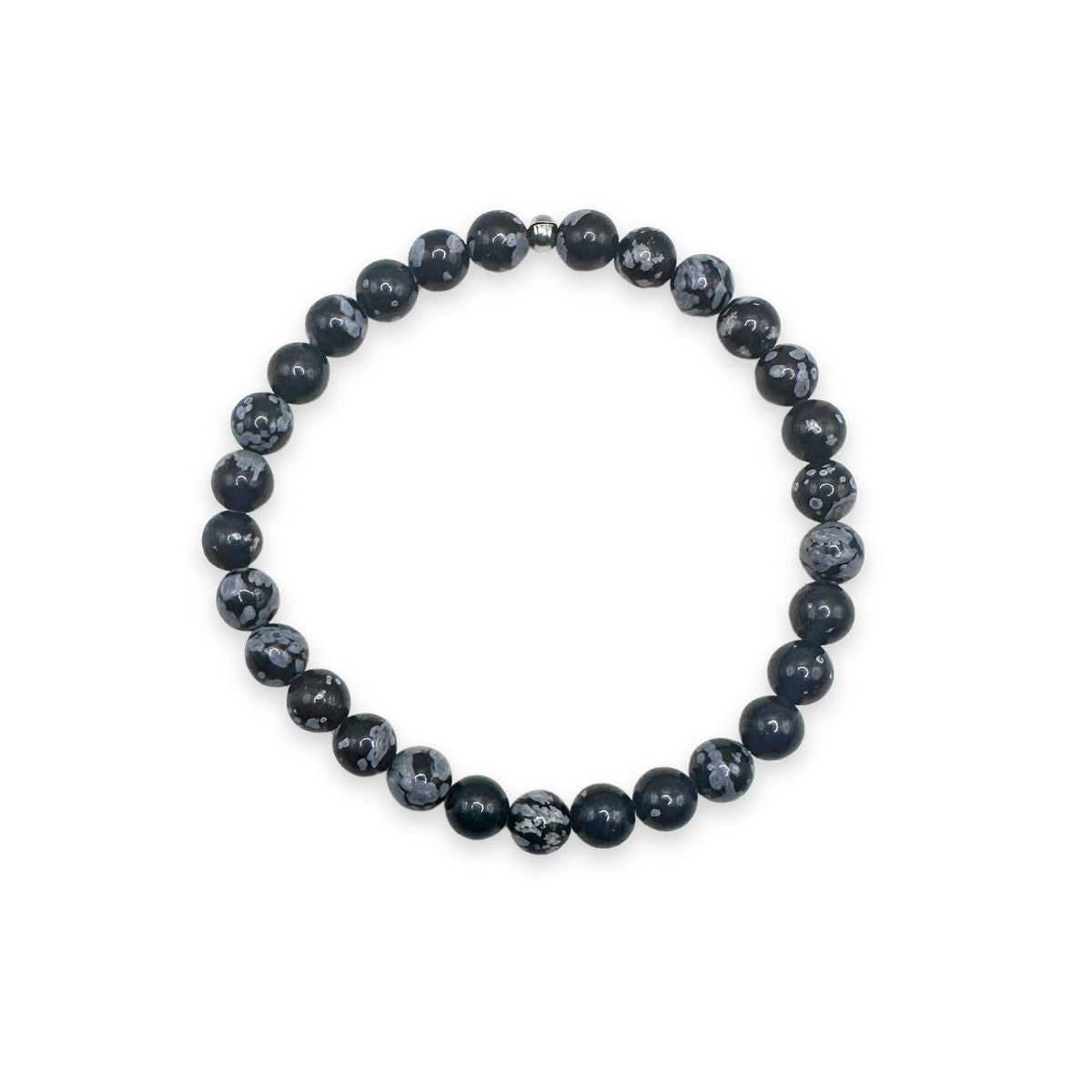 womens beaded bracelet in 6mm snowflake obsidian from Featherly