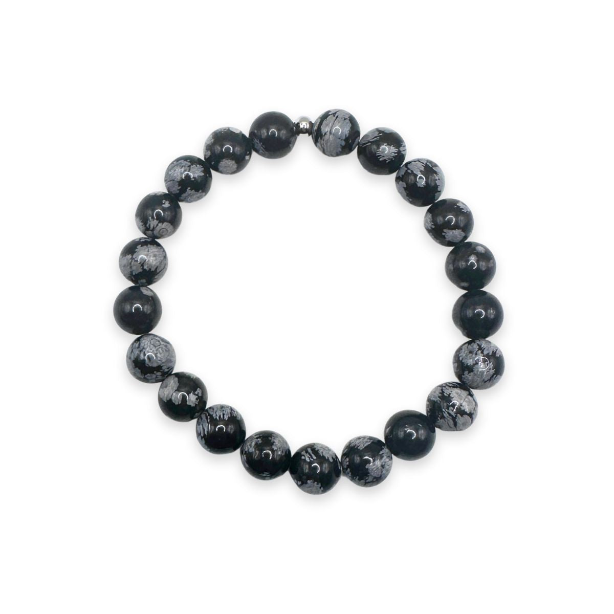 womens beaded bracelet in 8mm snowflake obsidian from Featherly