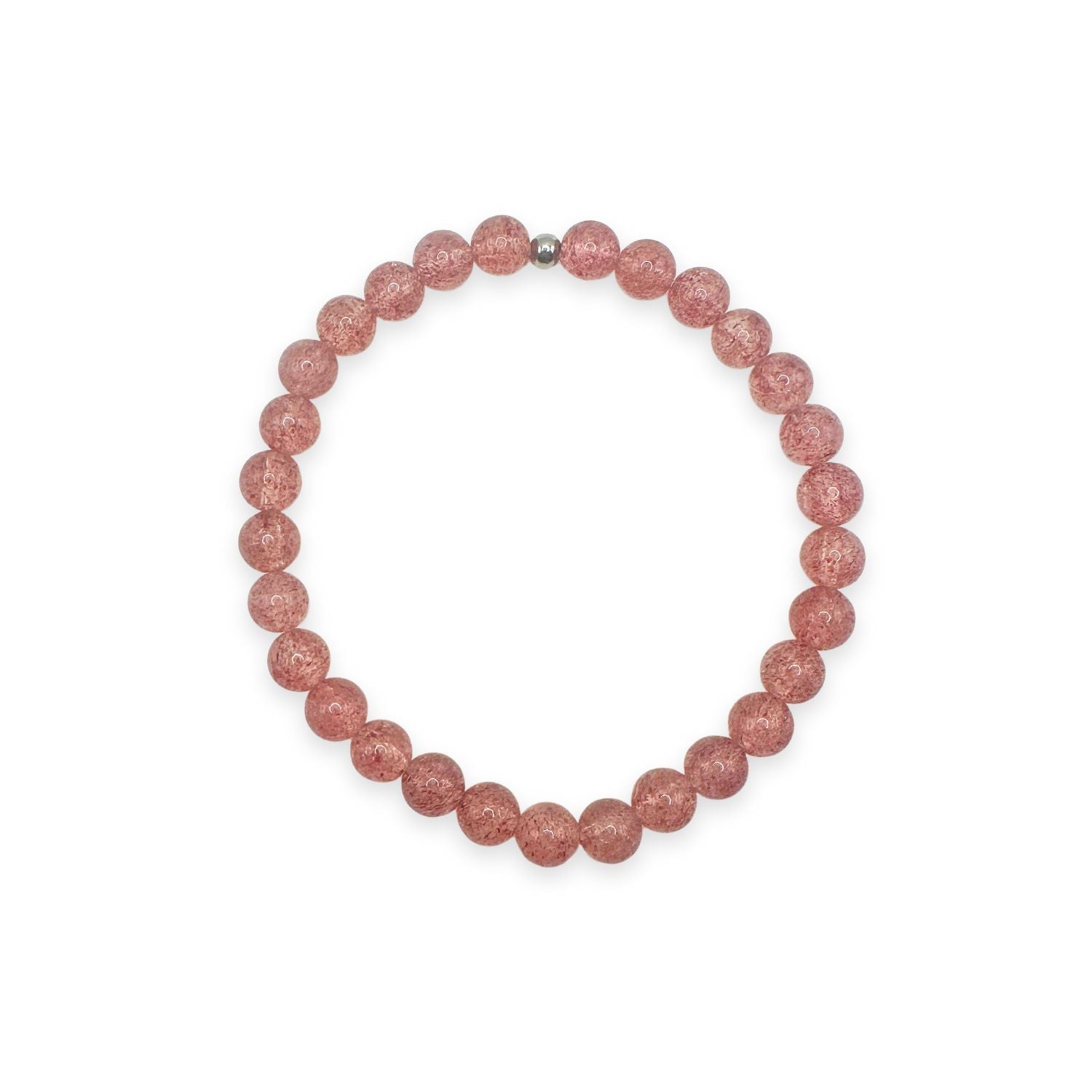 womens beaded bracelet in 6mm strawberry quartz from Featherly