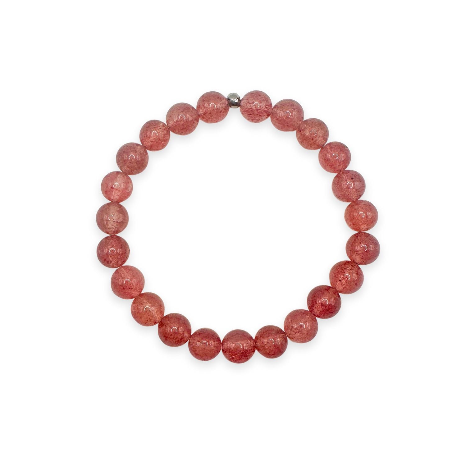 womens beaded bracelet in 8mm strawberry quartz from Featherly