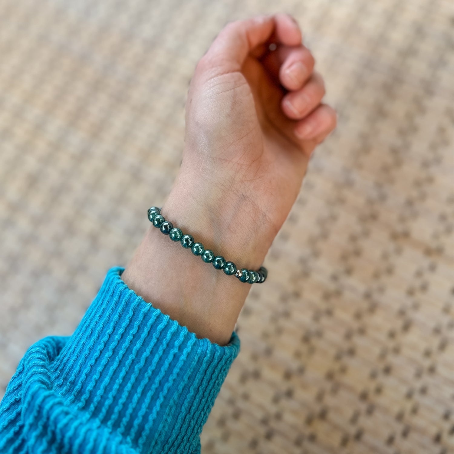 Mystic Teal Dragon Vein Agate Mini Stacker Bracelet