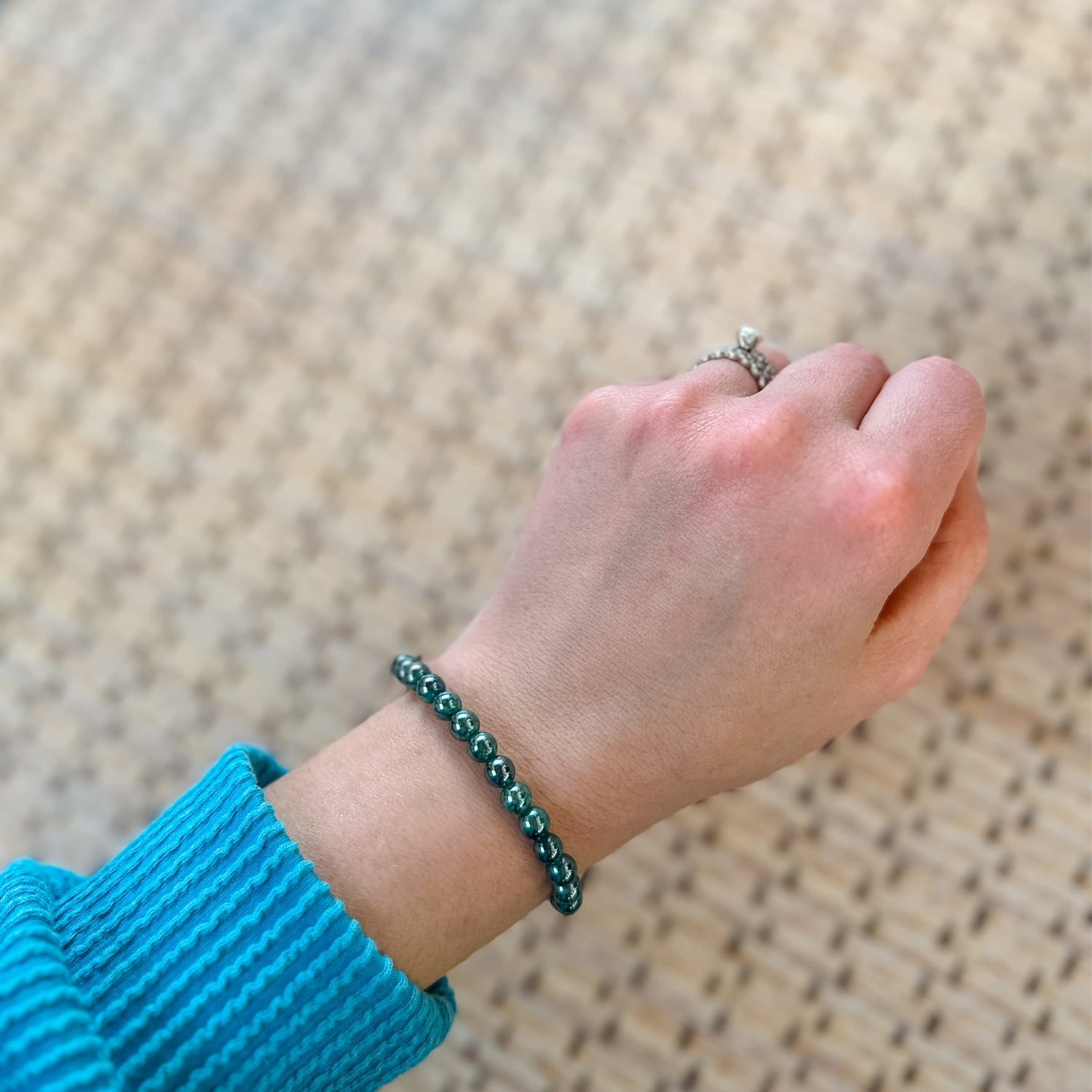 Mystic Teal Dragon Vein Agate Mini Stacker Bracelet