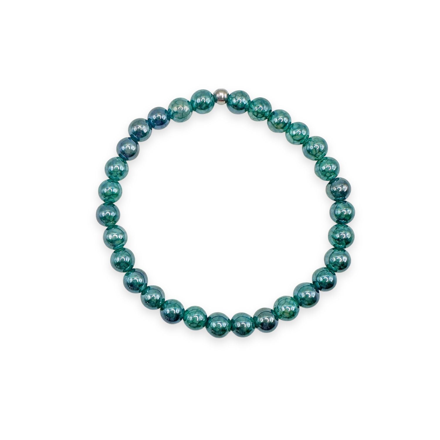 Mystic Teal Dragon Vein Agate Mini Stacker Bracelet