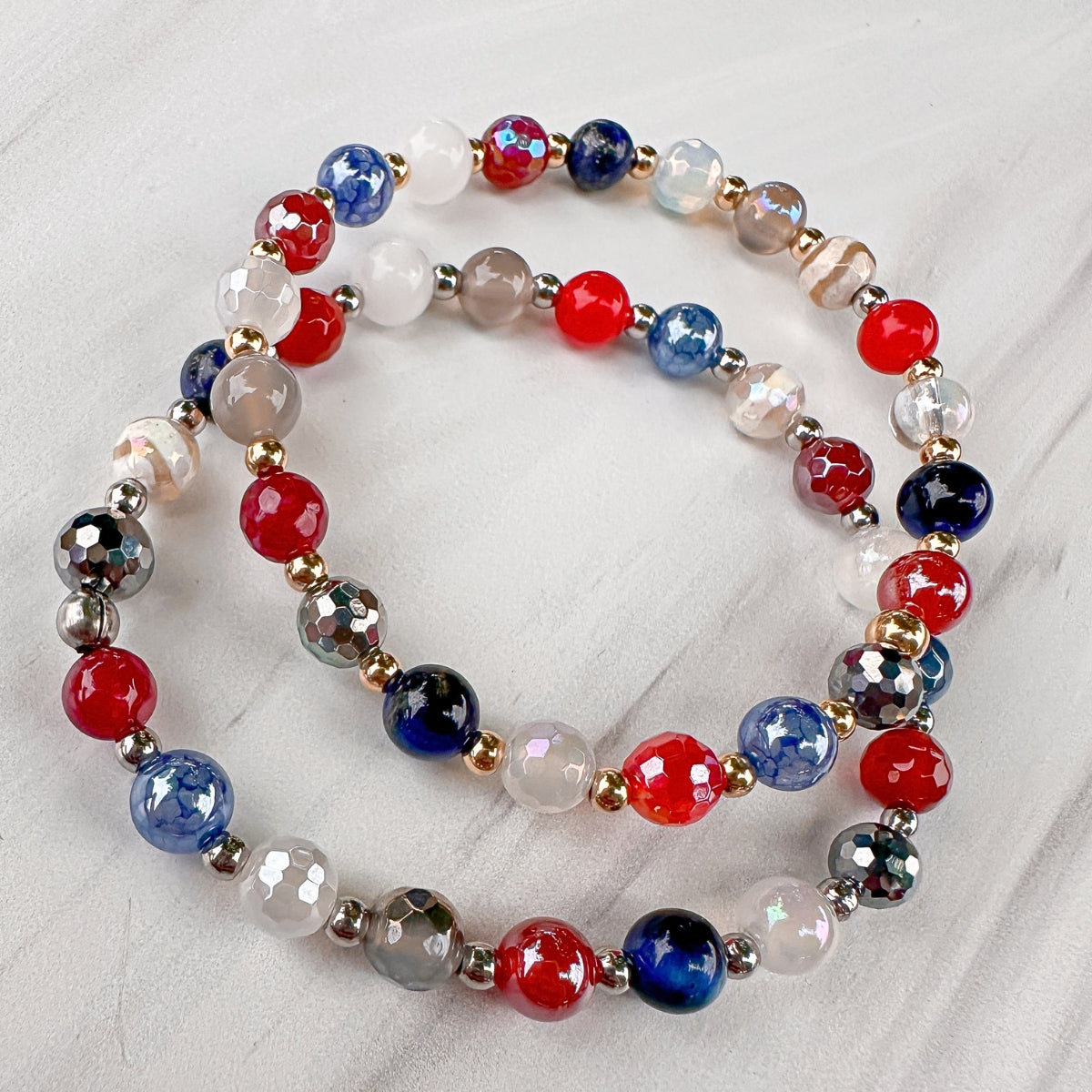 USA Confetti One of a Kind Mini Stacker Bracelet