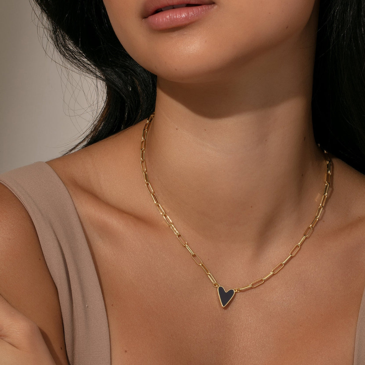 Unbreakable - Enamel Heart Paperclip Chain Necklace