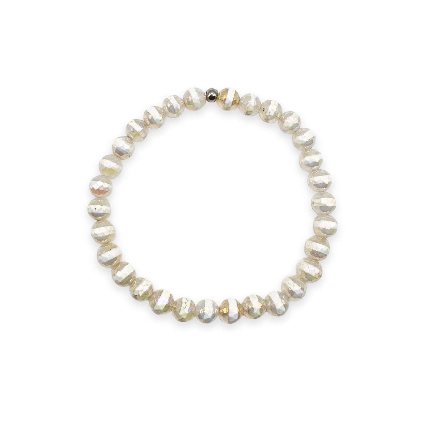 womens beaded bracelet in 6mm white lined tibetan agate from Featherly