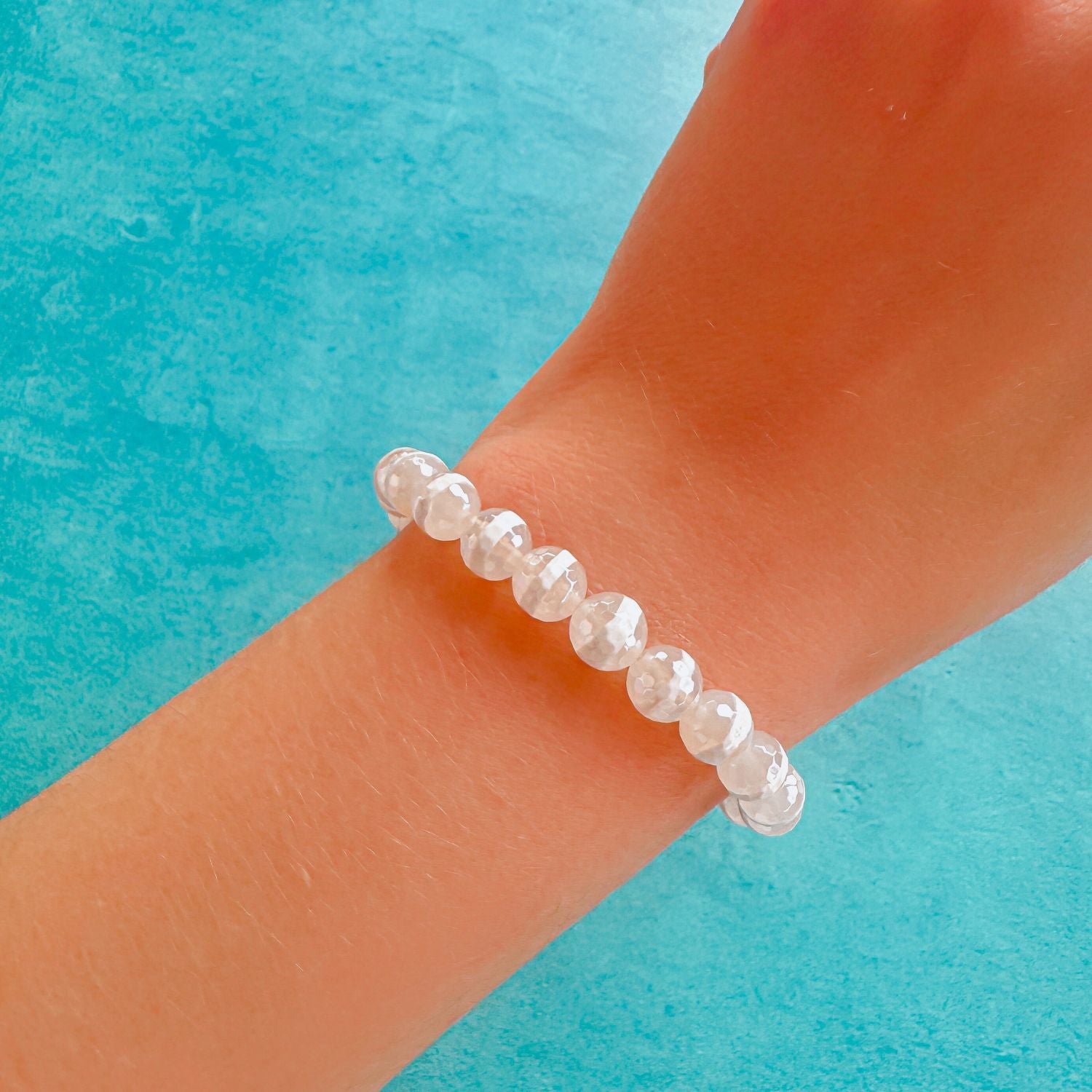 stacker bracelet from featherly in white lined tibetan agate