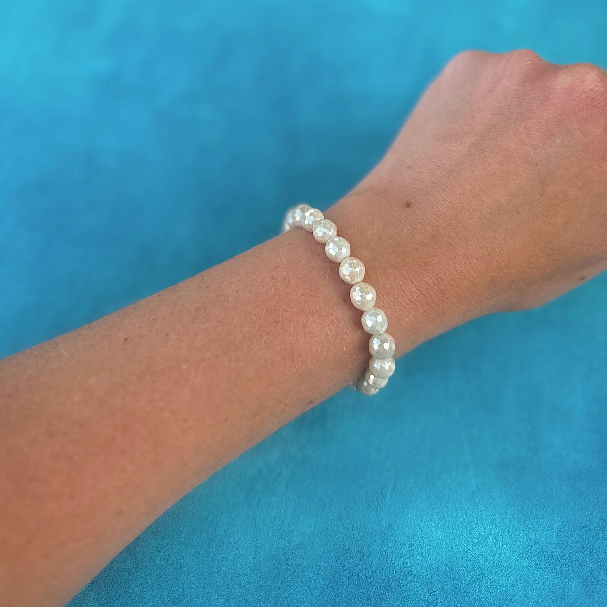 Beige Jade Faceted Stacker Bracelet