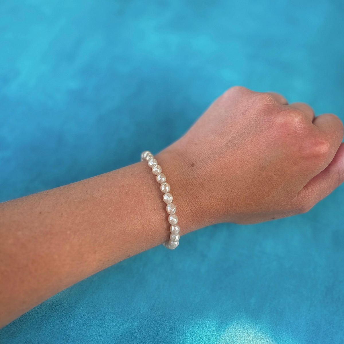 Beige Jade Faceted Mini Stacker Bracelet