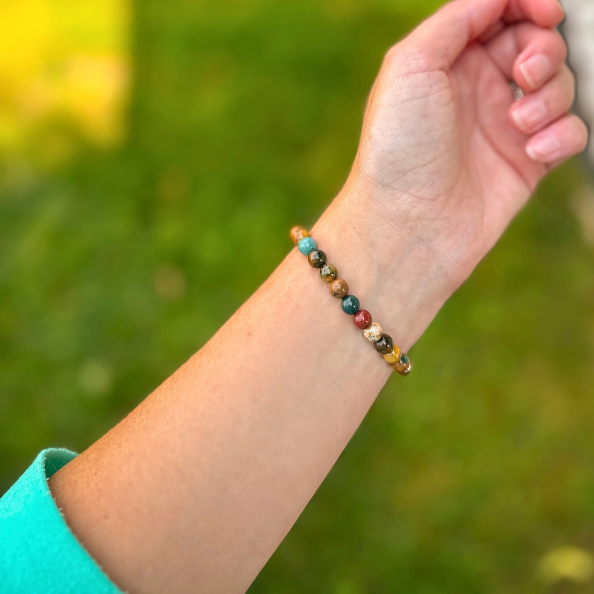 mini stacker bracelet from featherly in ocean jasper