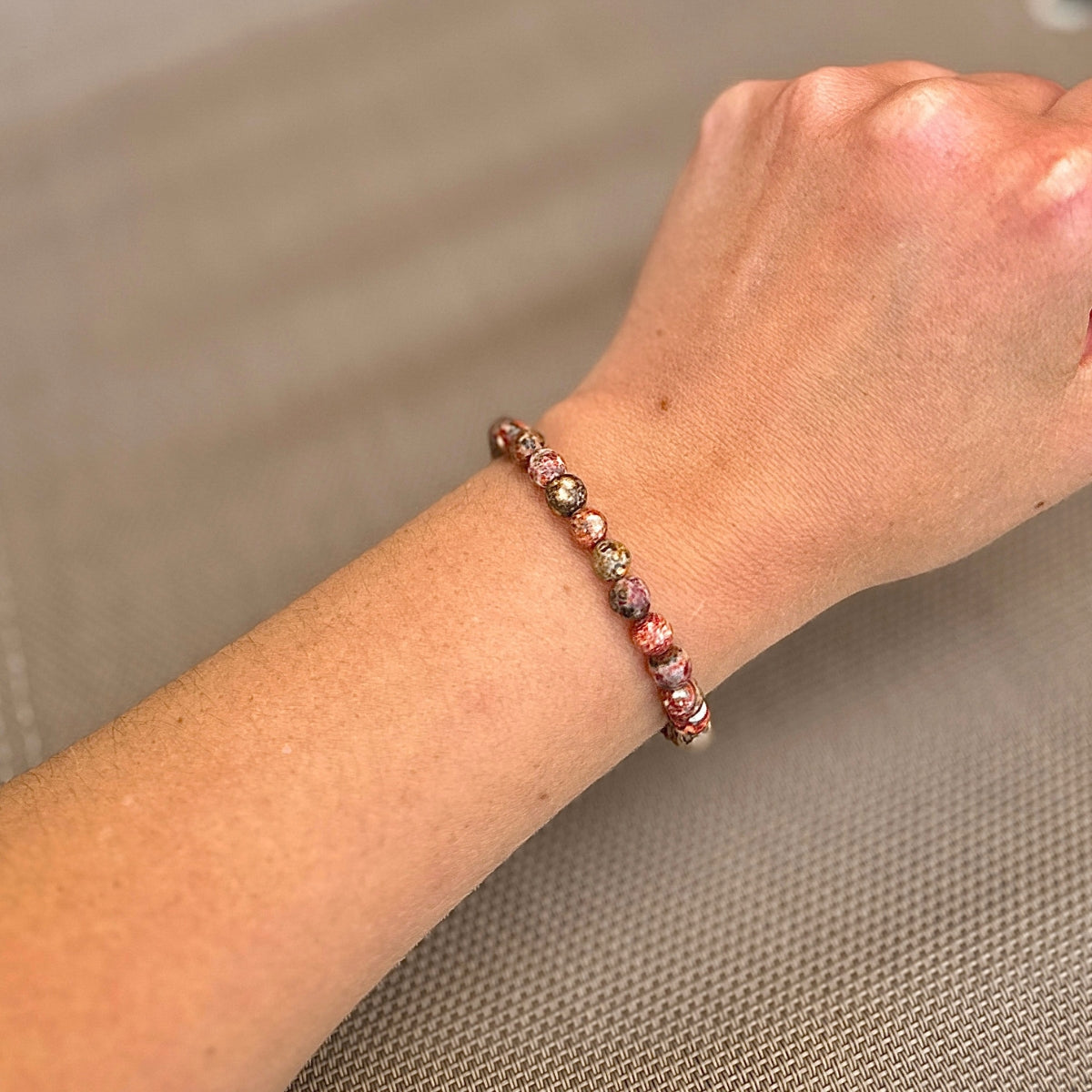 Red Leopard Skin Jasper Mini Stacker Bracelet