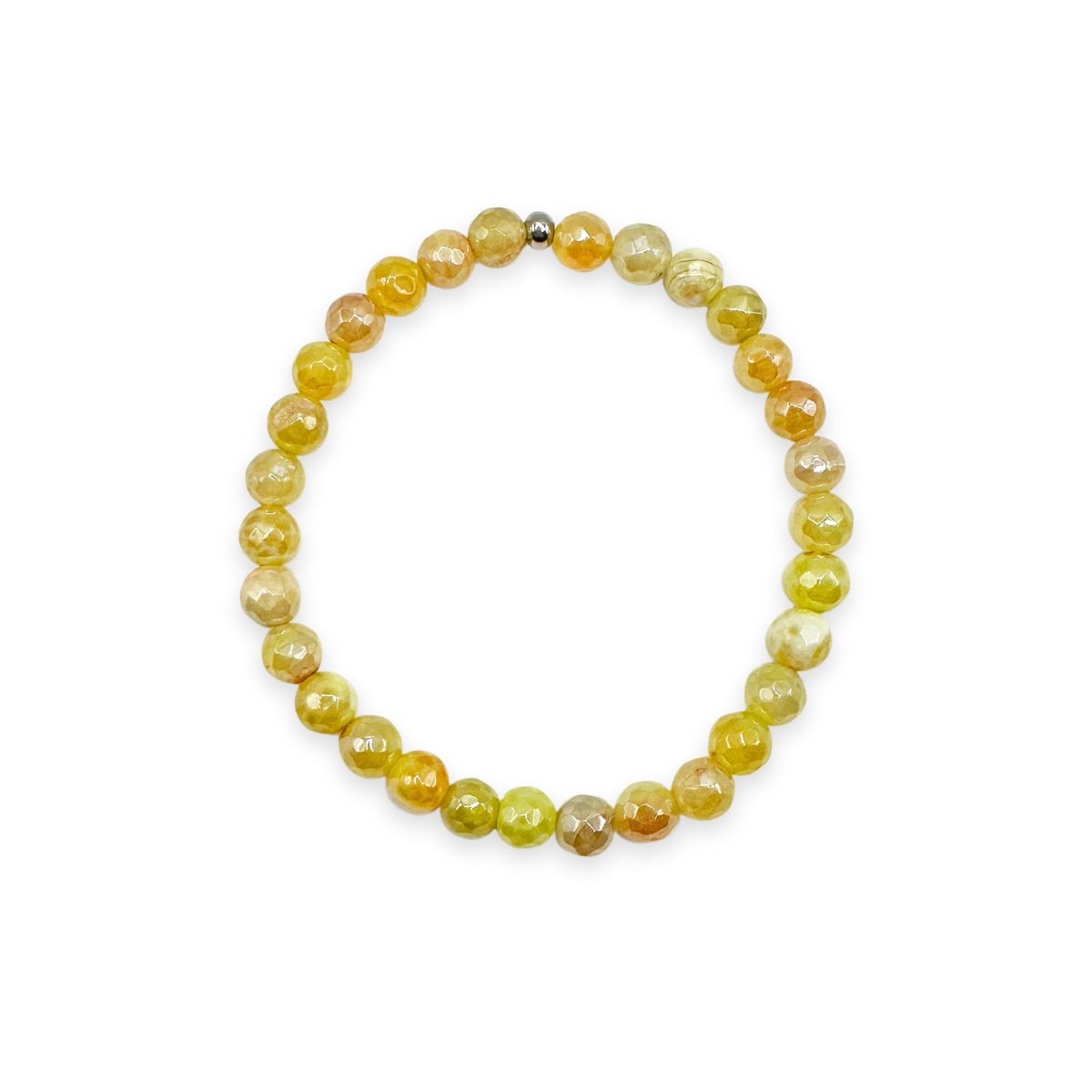 womens beaded bracelet in 6mm yellow fire agate from Featherly