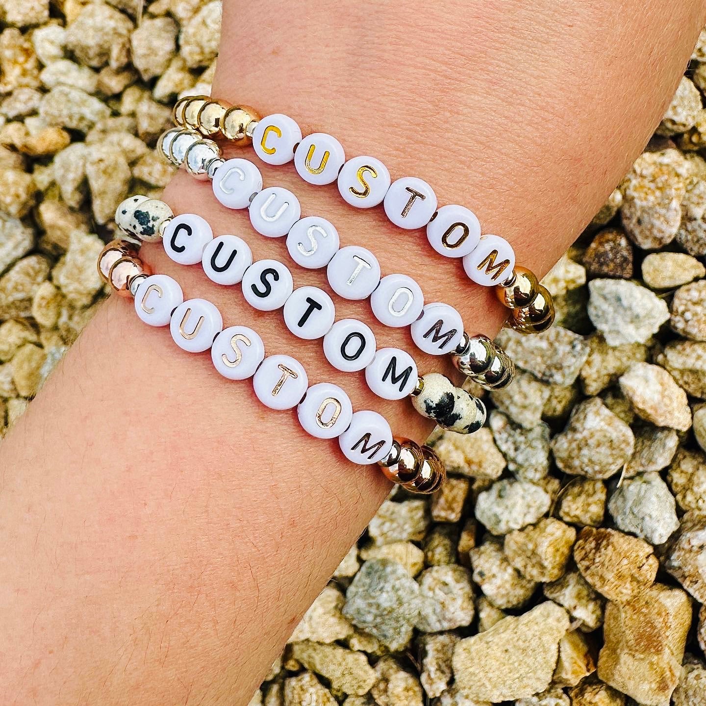 Champagne Agate Mini Personalized Bracelet