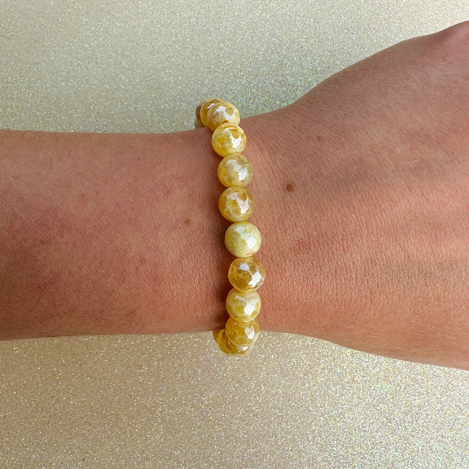 stacker bracelet from featherly in yellow fire agate