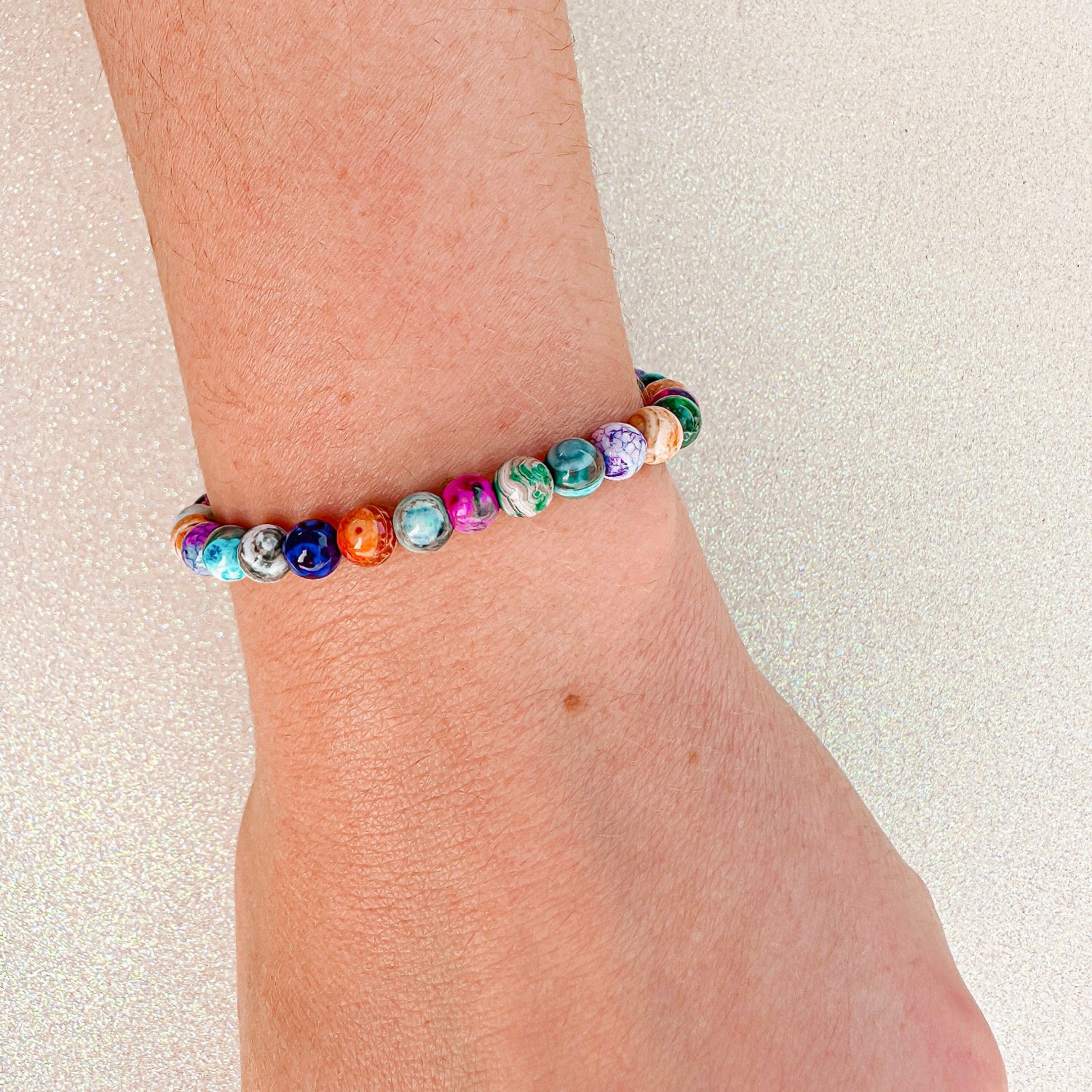 mini stacker bracelet from featherly in smooth rainbow agate