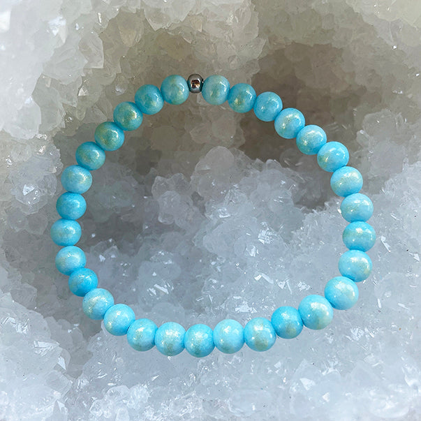 Love & Happiness - Golden Aqua Jade Mini Stacker Bracelet