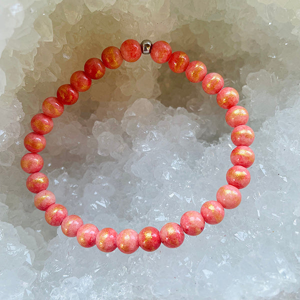 Love & Happiness - Golden Coral Jade Mini Stacker Bracelet