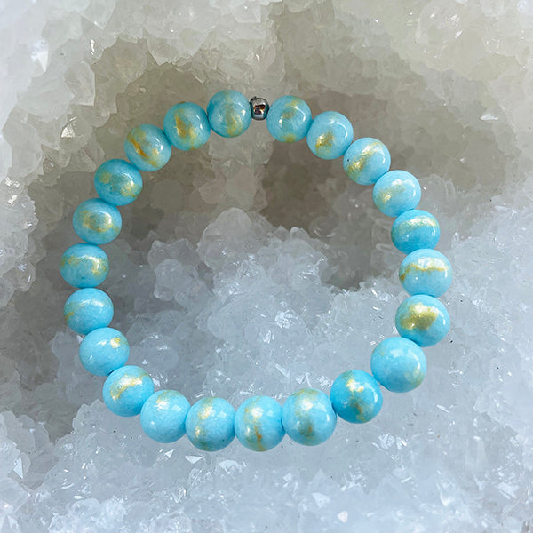 Love & Happiness - Golden Aqua Jade Stacker Bracelet