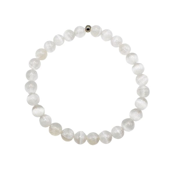 Featherly Selenite Mini Stacker Crystal Gemstone Beaded Bracelet