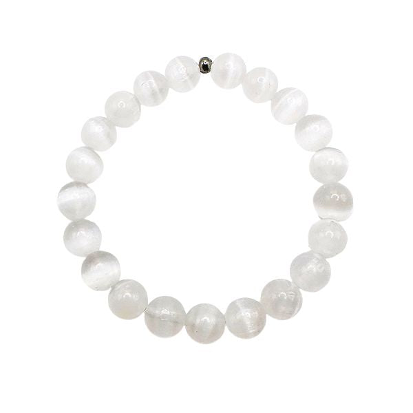 Featherly Selenite Stacker Crystal Gemstone Beaded Bracelet