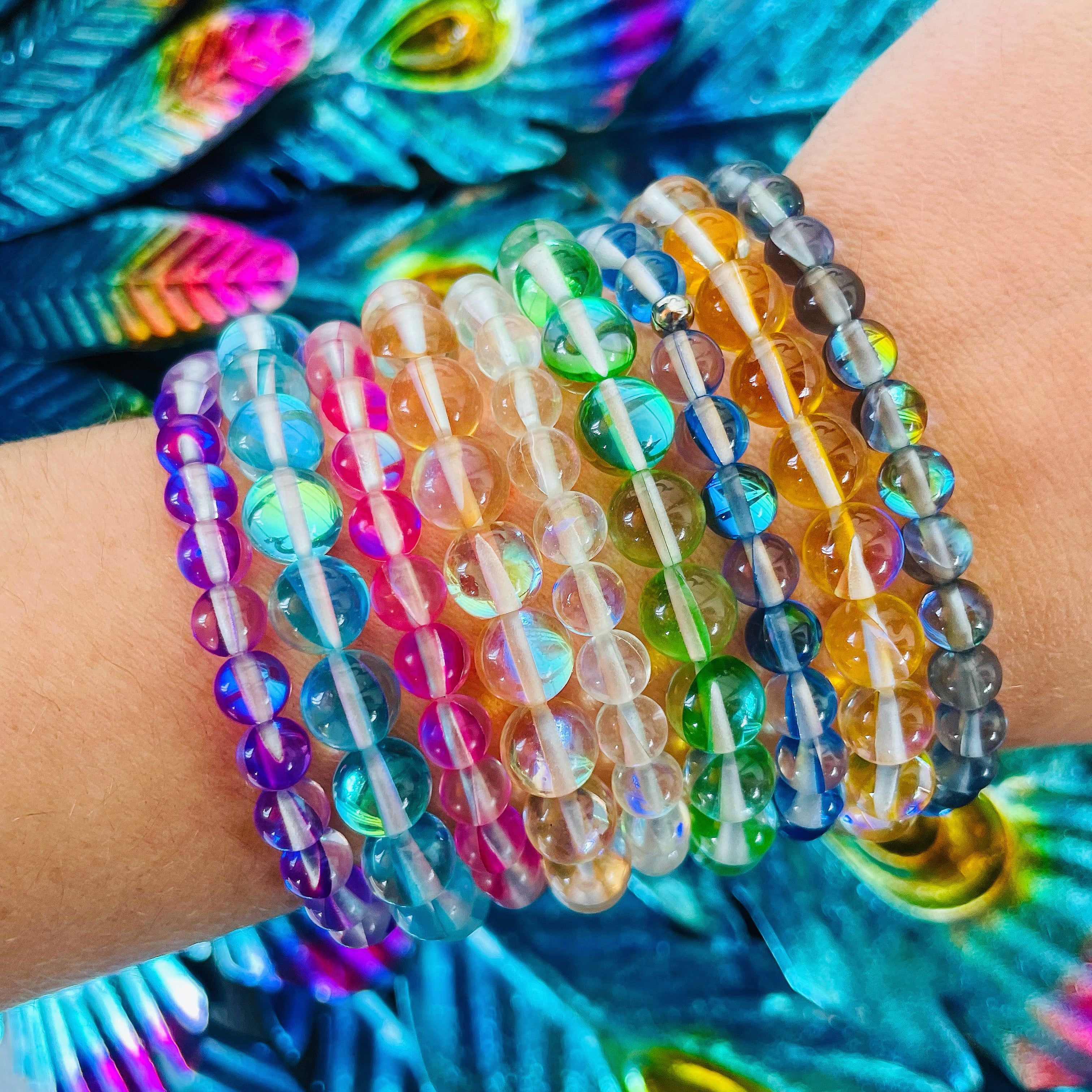 Shine Bright - White Mermaid Glass Stacker Bracelet