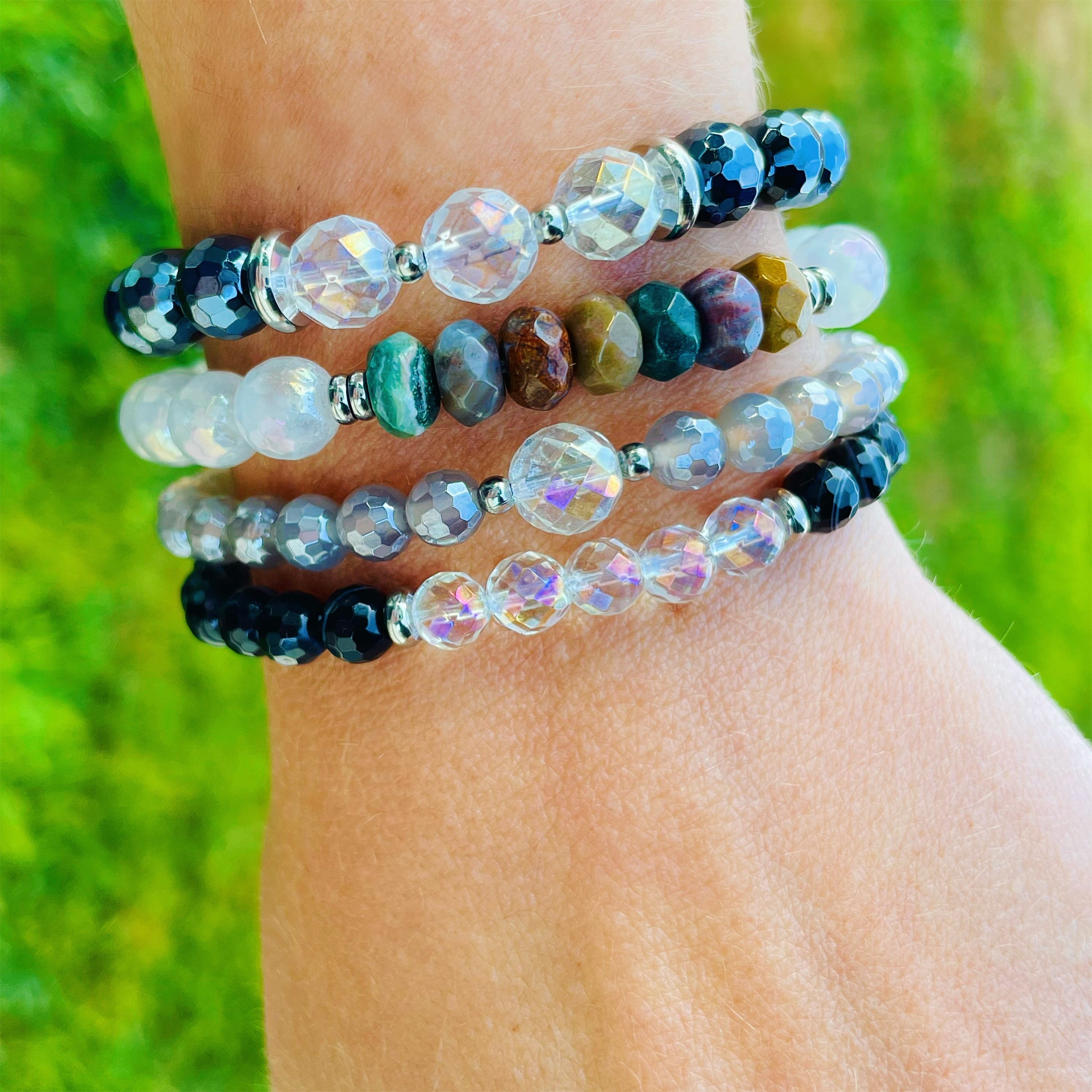 Good Vibes - Black Striped Agate Zest Stacker Bracelet