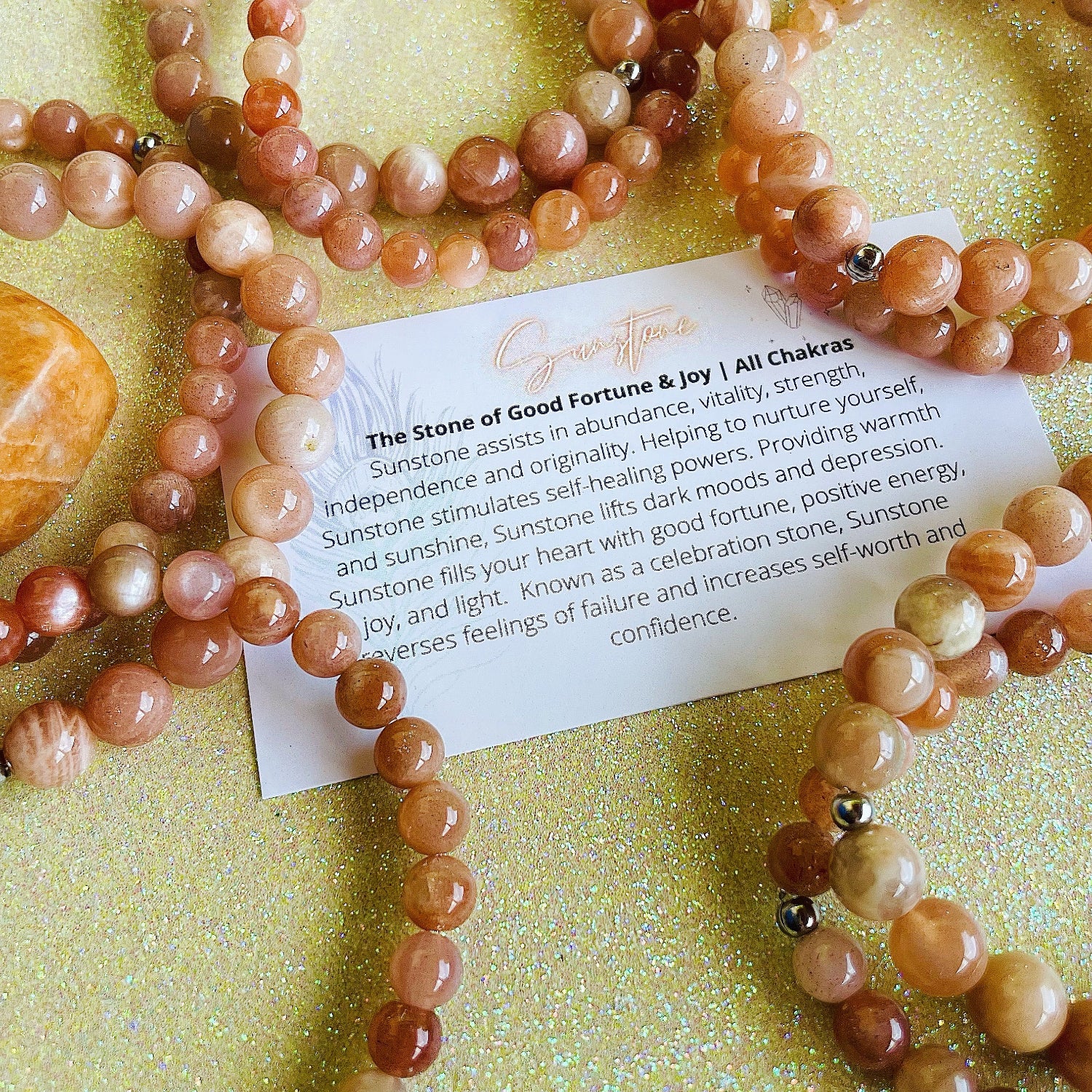 peach sunstone beaded gemstone bracelets