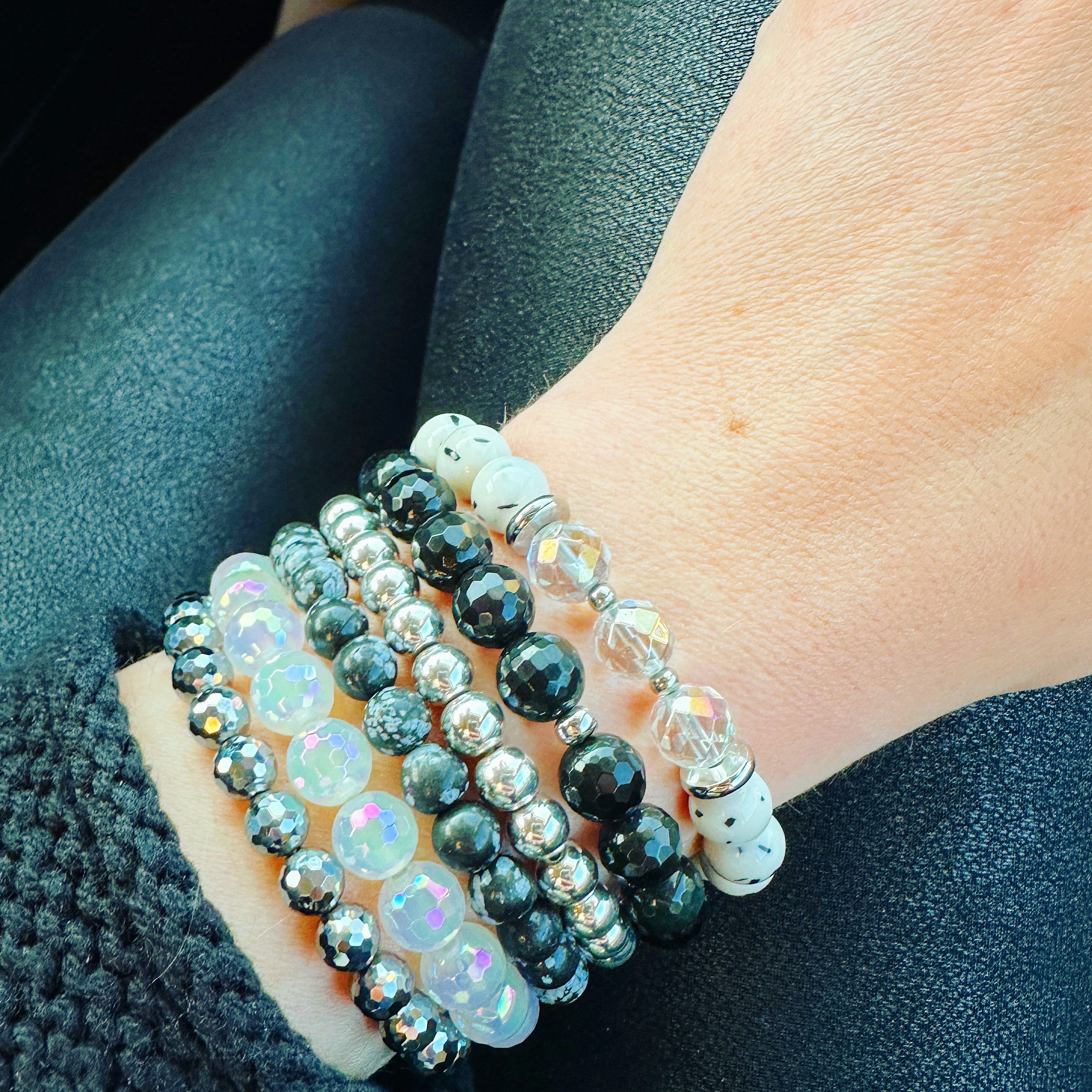 Purity - Snowflake Obsidian Mini Stacker Bracelet