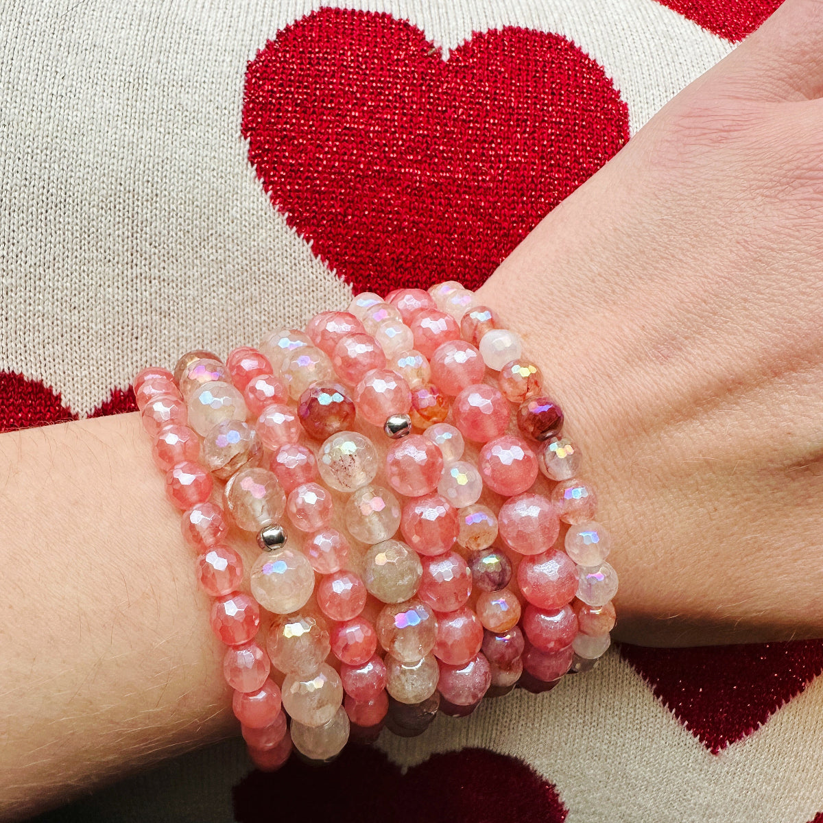 Hope & Love - Cherry Quartz Stacker Bracelet